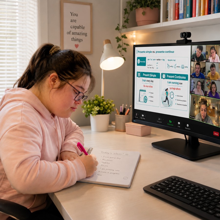 English For Us student in a live online class