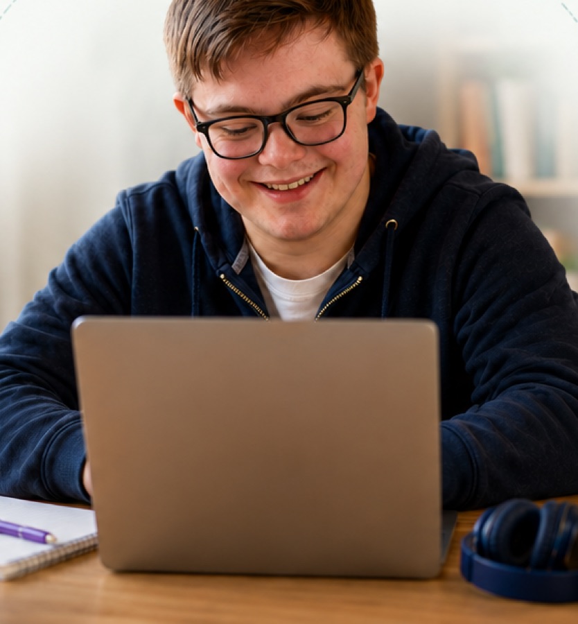 English For Us student learning with their laptop