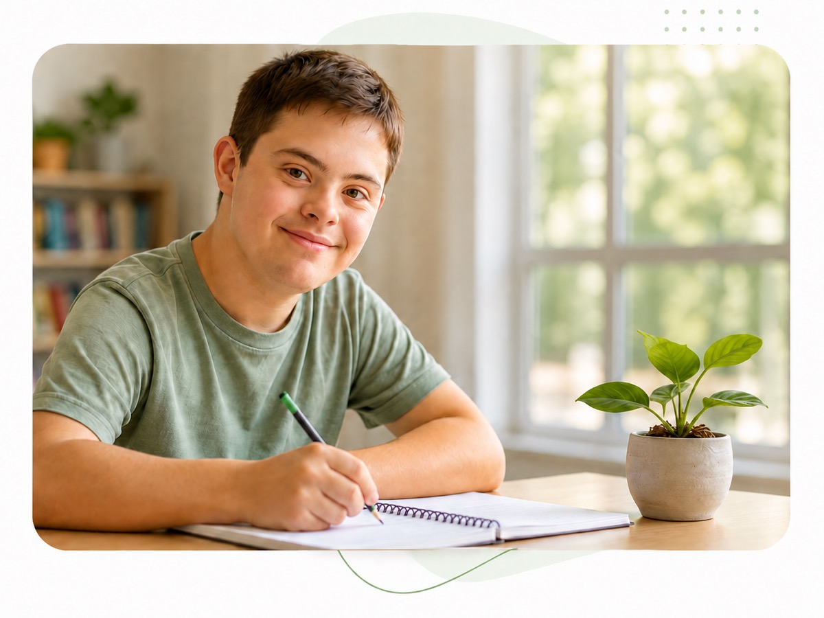 English For Us student writing in their notebook